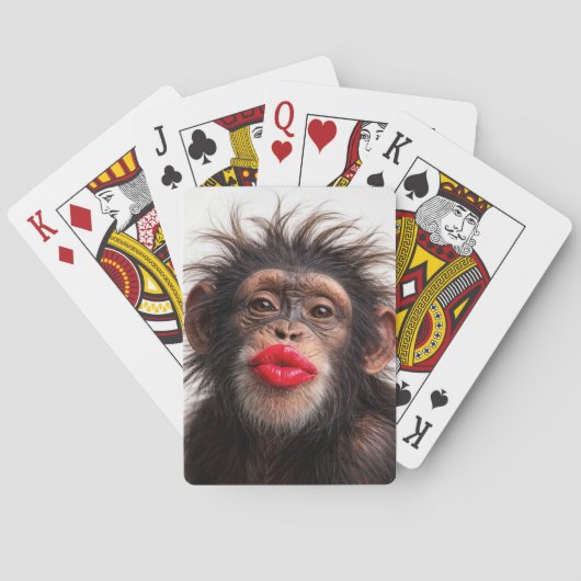 Chimpanzee Wearing Red Lipstick トランプ (裏面)