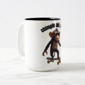 Chimpin ain't easy funny monkey coffee mug ツートーンマグカップ (正面左)