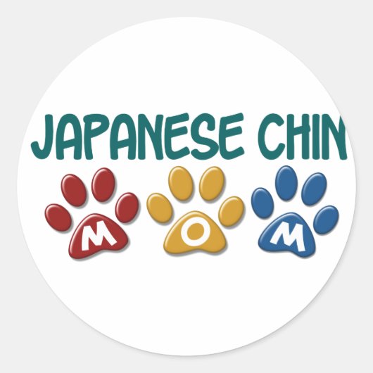 CHIN 日本の Mom Paw Print 1 ラウンドシール (正面)
