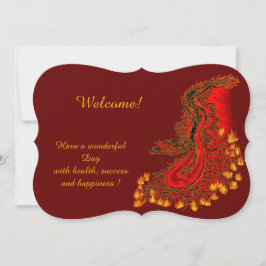 China Dragon in red and gold , Add Your Text 招待状