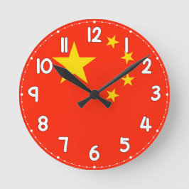 China Flag Wall Clock - Flag of China ラウンド壁時計