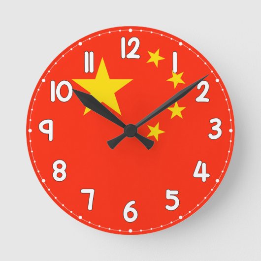China Flag Wall Clock - Flag of China ラウンド壁時計 (正面)