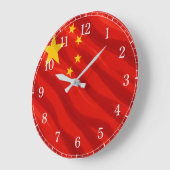 China Flag Wall Clock — Waving Flag Design ラージ壁時計 (傾斜)