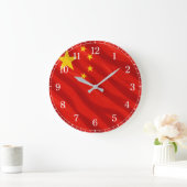 China Flag Wall Clock — Waving Flag Design ラージ壁時計 (ホーム)