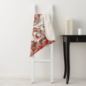 China Garden Tee House Chinoiserie - Red and White シェルパブランケット (インサイチュ)