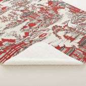 China Garden Tee House Chinoiserie - Red and White シェルパブランケット (3/4)