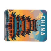 China Illustration Travel Art Vintage マグネット (横)