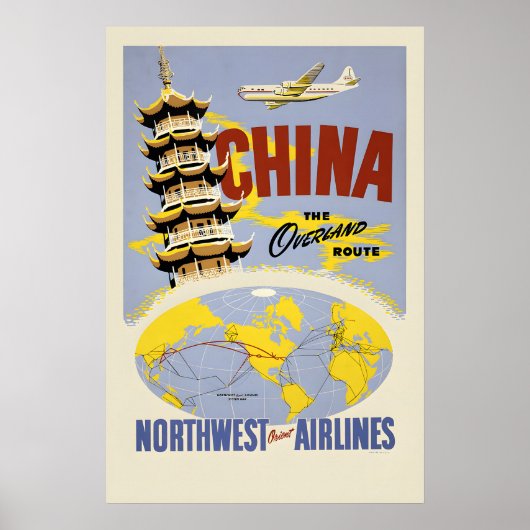 China - Northwest Air Travel Poster ポスター (正面)