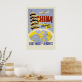 China - Northwest Air Travel Poster ポスター (キッチン)