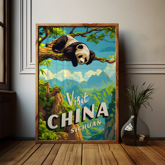 China Sichuan Panda Travel Poster Wall Art ポスター