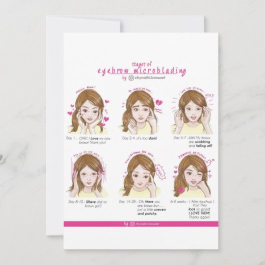 ChinatiEyebrowマイクロブラディングのアフターケア手順 招待状 (正面)