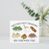 Chinatown New York City NYC Foodsからの挨拶 ポストカード (スタンド正面)