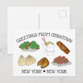 Chinatown New York City NYC Foodsからの挨拶 ポストカード (正面/裏面)