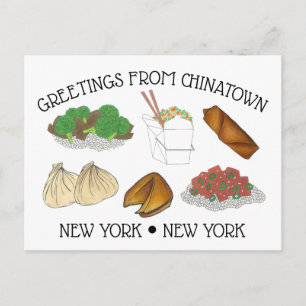 Chinatown New York City NYC Foodsからの挨拶 ポストカード