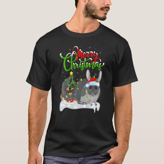 Chinchilla  Xmas Decorations Santa Chinchilla Chri Tシャツ (正面)