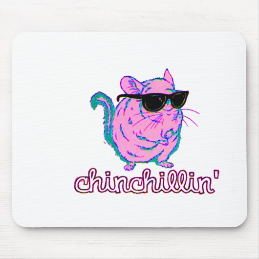 Chinchillinのネオンピンクのチンチラ マウスパッド (正面)