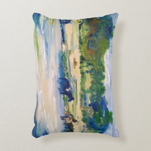 Chincoteagueの島の馬の絵画 アクセントクッション (正面(垂直))