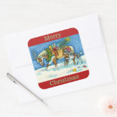 CHINCOTEAGUE PONIES & HOLIDAY WISHES，クリスマス スクエアシール (封筒)
