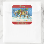 CHINCOTEAGUE PONIES & HOLIDAY WISHES，クリスマス スクエアシール (バッグ)