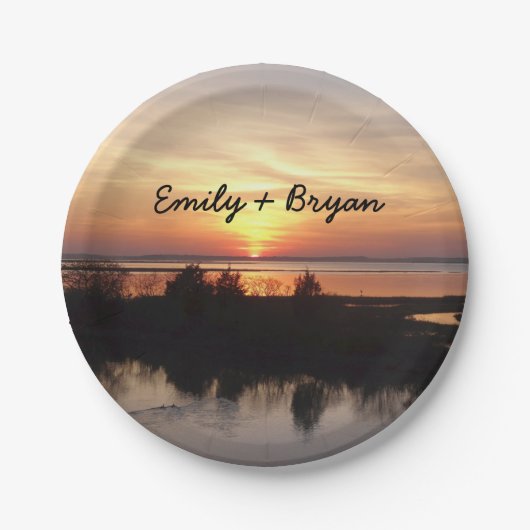 Chincoteague Sunset II Virginia Landscape ペーパープレート (正面)