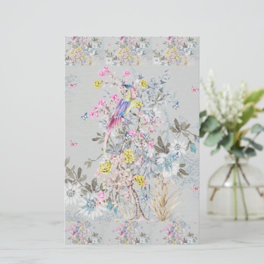 Chine soirée,toile,nature scene,antique,pattern,pe 便箋 (スタンド正面)