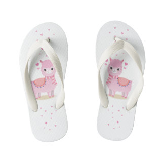 Chinelo Infantil Lhama Rosa キッズビーチサンダル
