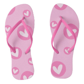 Chinelos Rosa com Padrão de Corações ビーチサンダル