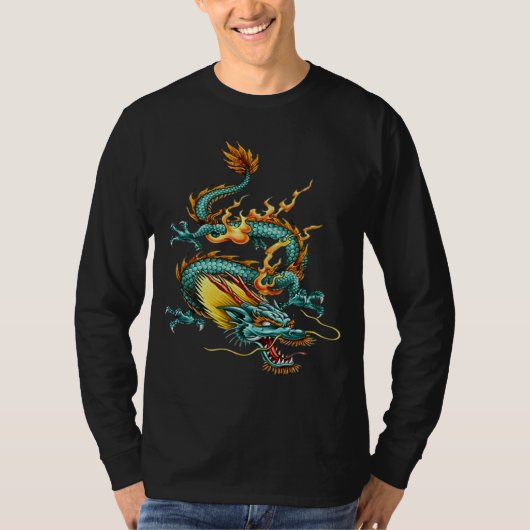 Chinese Ambitious Fire Dragon Mythical Creature  Tシャツ (正面)