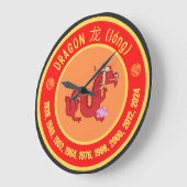 Chinese Astrology Dragon sign ラージ壁時計 (傾斜)