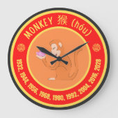 Chinese Astrology Monkey sign ラージ壁時計 (正面)