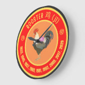 Chinese Astrology Rooster sign ラージ壁時計 (傾斜)