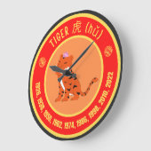 Chinese Astrology Tiger sign ラージ壁時計 (傾斜)