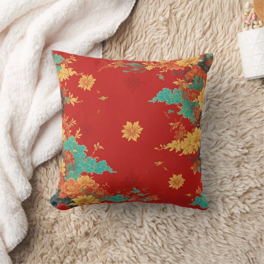 chinese background throw pillow クッション (ブランケット)