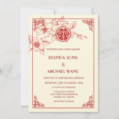 Chinese Bilingual | Magnolia Cream Chinese Wedding 招待状 (正面)