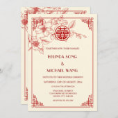 Chinese Bilingual | Magnolia Cream Chinese Wedding 招待状 (正面/裏面)