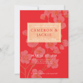 Chinese Cherry Blossom Orange Wedding 招待状 (正面)
