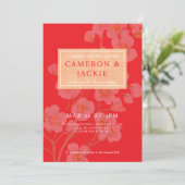 Chinese Cherry Blossom Orange Wedding 招待状 (スタンド正面)