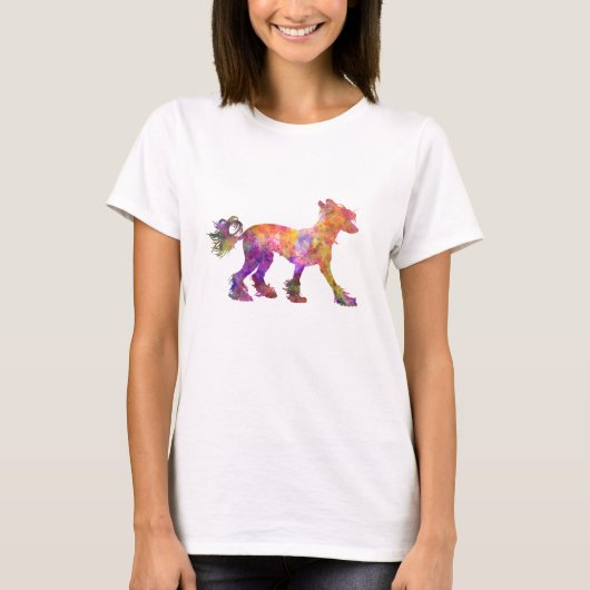 Chinese crested dog 01 in watercolor 2 tシャツ (正面)