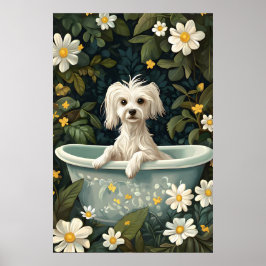 Chinese Crested Dog In Bathtub Poster, Funny Dog ポスター