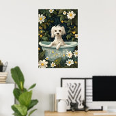 Chinese Crested Dog In Bathtub Poster, Funny Dog ポスター (ホームオフィス)