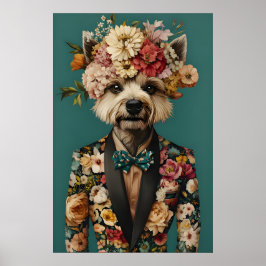 Chinese Crested Dog In Suit Poster, Chinese ポスター