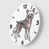 Chinese Crested Dog Wall Clock Unique Pet Decor ラージ壁時計 (傾斜)