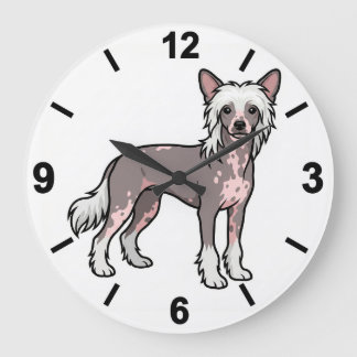Chinese Crested Dog Wall Clock Unique Pet Decor ラージ壁時計