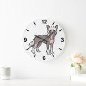 Chinese Crested Dog Wall Clock Unique Pet Decor ラージ壁時計 (ホーム)