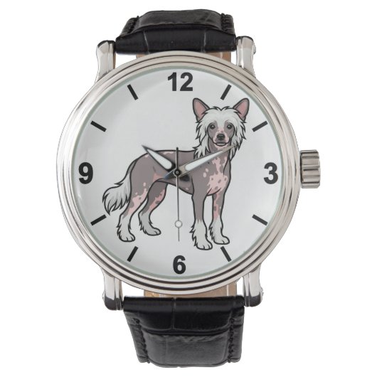 Chinese Crested Dog Wrist Watch Stylish Pet 腕時計 (正面)