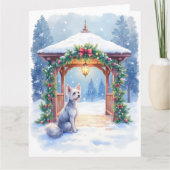 Chinese Crested Snowy Gazebo Christmas Art カード (正面)