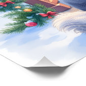 Chinese Crested Snowy Gazebo Christmas Art ポスター (コーナー)