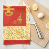 Chinese double happiness cloth キッチンタオル (四つ折り)
