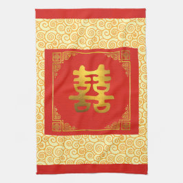 Chinese double happiness cloth キッチンタオル