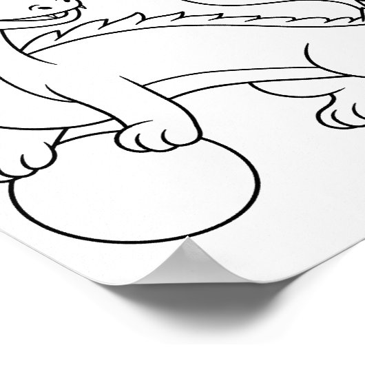 Chinese Dragon Coloring Page ポスター (角)